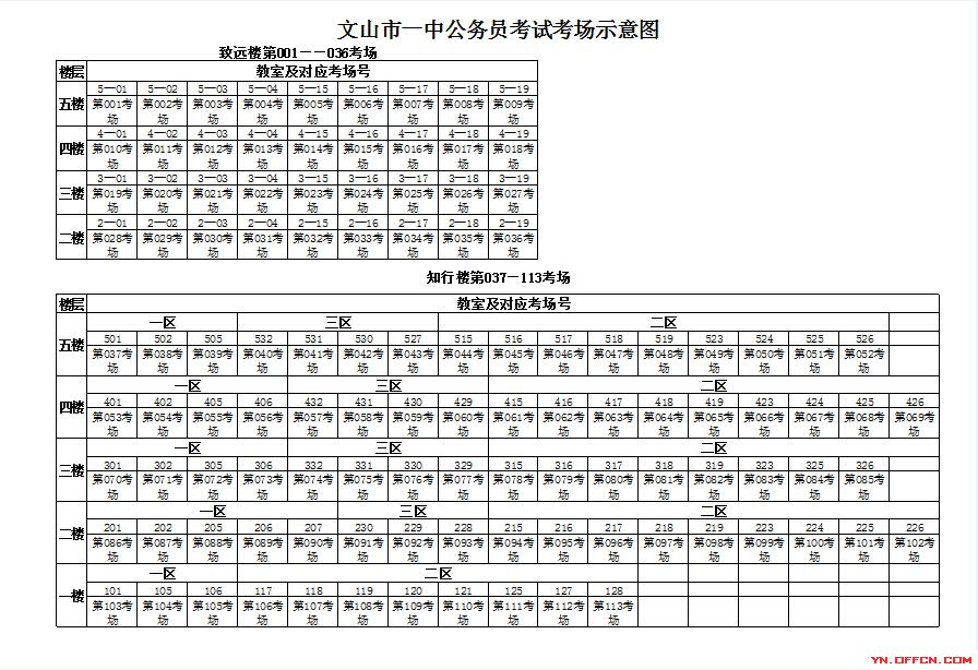 2015云南省考：文山市一中公务员考试考场示意图 爱体育(aty)网页版,登录入口